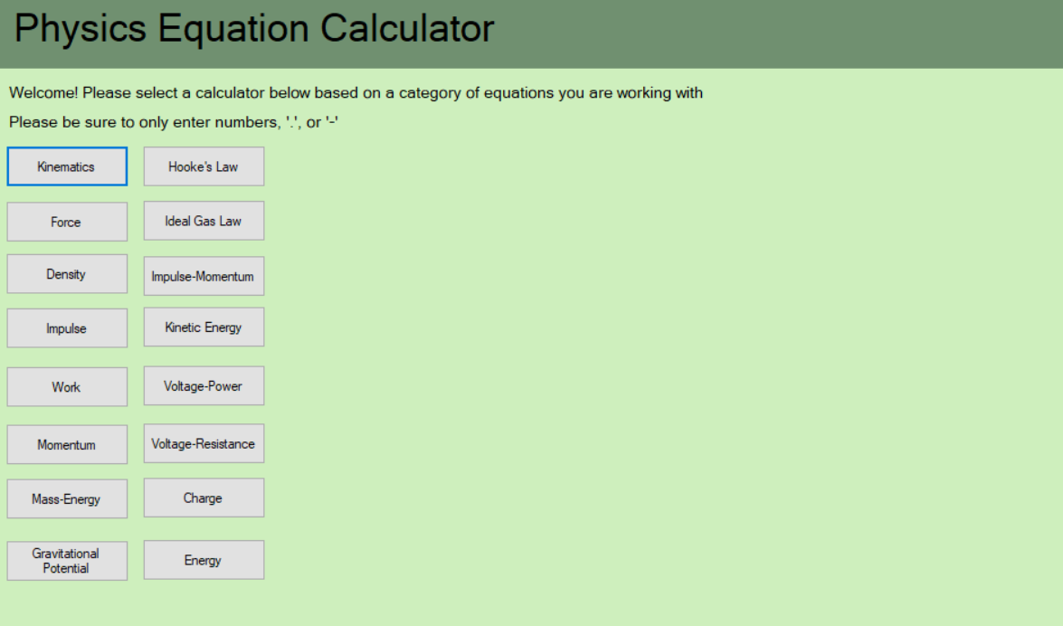 Physics Calculator